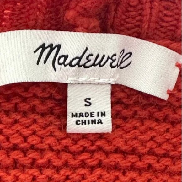 Madewell Ruffle-Neck Cotton-Merino Pullover Sweater in Fresh Chili Size Small - Picture 6 of 8